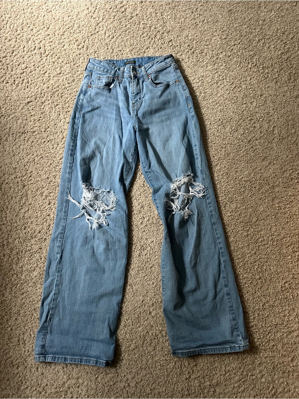 Wild Fable High-Rise Baggy Wide Leg Distressed Jeans Blue